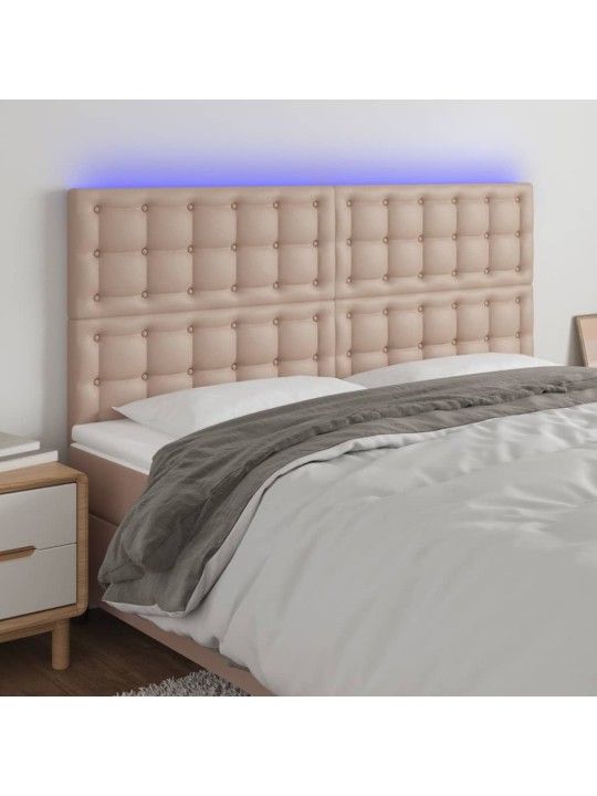 Čelo postele s led cappuccino 200x5x118/128 cm umělá kůže