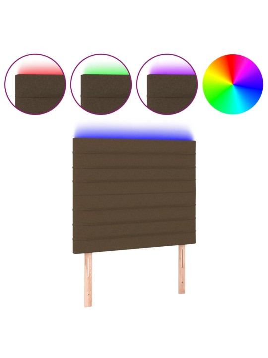 Čelo postele s LED tmavě hnědé 80x5x118/128 cm textil