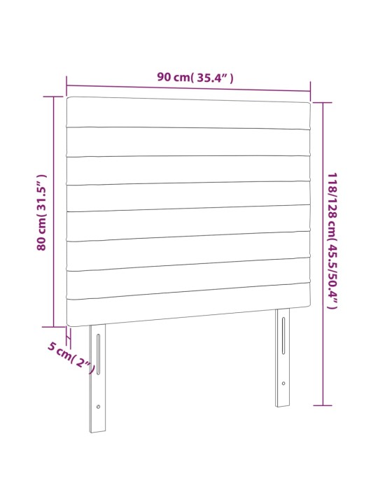 Čelo postele s LED černé 90x5x118/128 cm textil