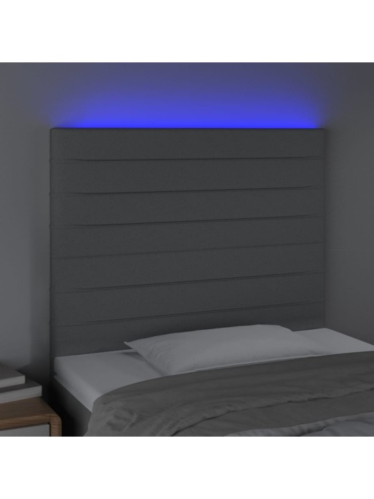 Čelo postele s LED světle šedé 100x5x118/128 cm textil