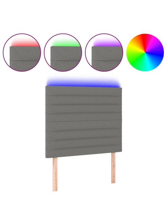 Čelo postele s LED tmavě šedé 100x5x118/128 cm textil