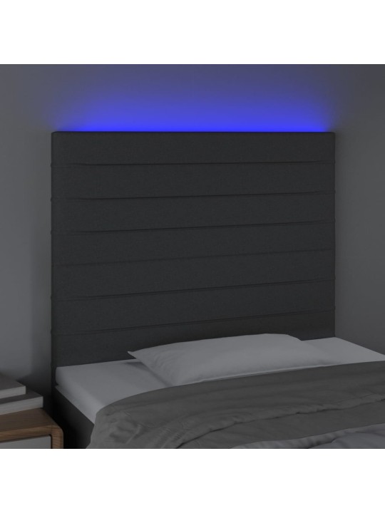 Čelo postele s LED tmavě šedé 100x5x118/128 cm textil