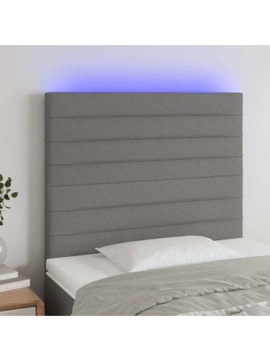 Čelo postele s LED tmavě šedé 100x5x118/128 cm textil