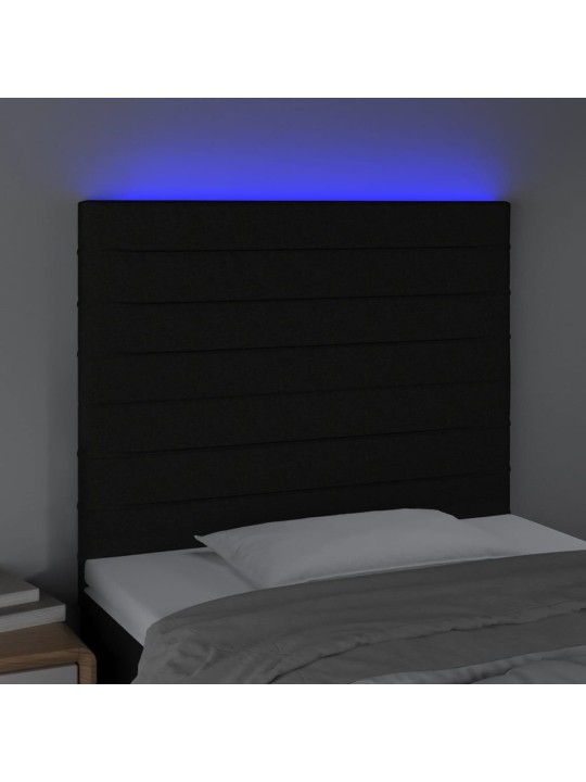 Čelo postele s LED černé 100x5x118/128 cm textil
