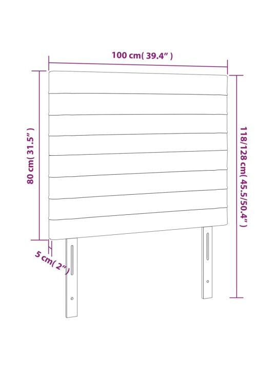 Čelo postele s LED černé 100x5x118/128 cm textil