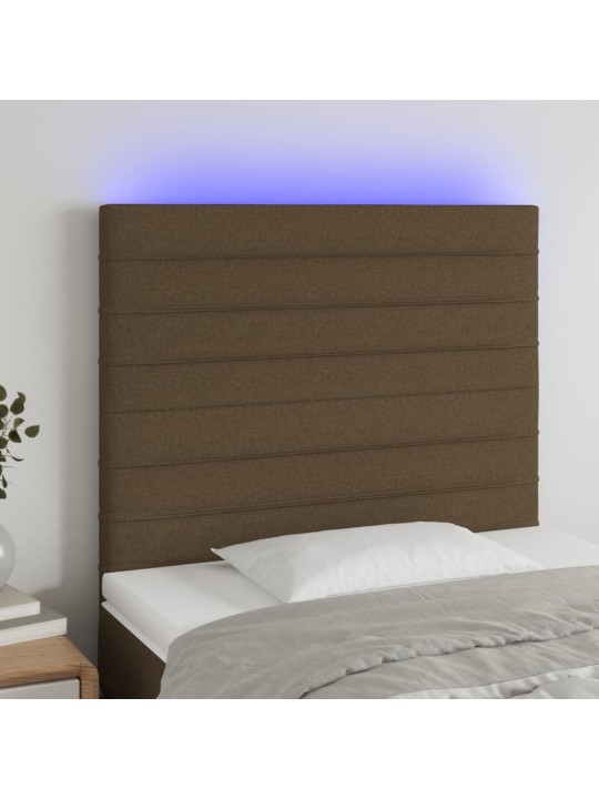 Čelo postele s LED tmavě hnědé 100x5x118/128 cm textil