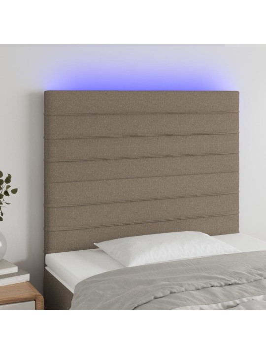Čelo postele s LED taupe 100x5x118/128 cm textil