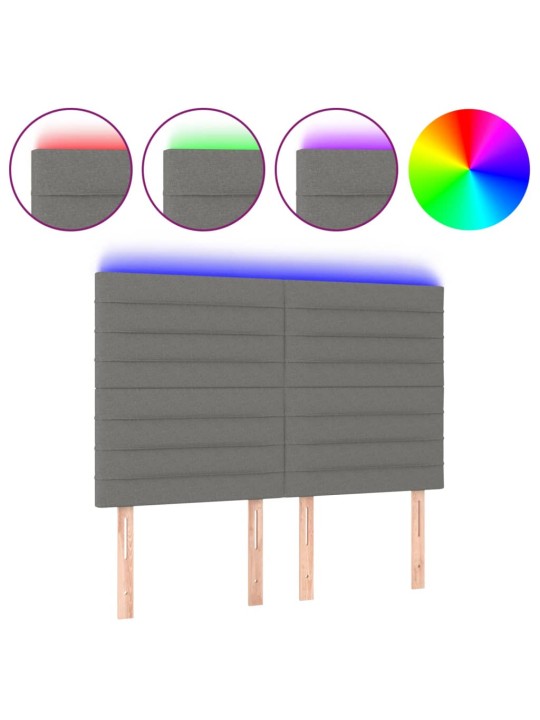 Čelo postele s LED tmavě šedé 144x5x118/128 cm textil