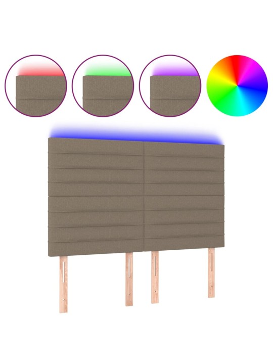 Čelo postele s LED taupe 144x5x118/128 cm textil
