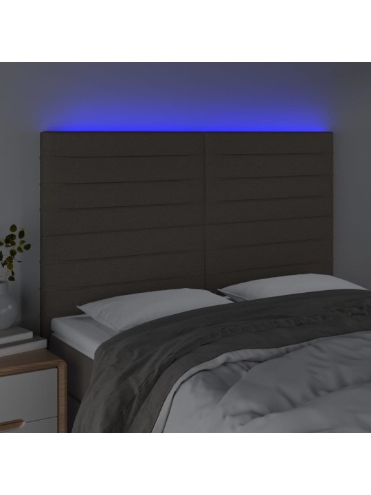 Čelo postele s LED taupe 144x5x118/128 cm textil