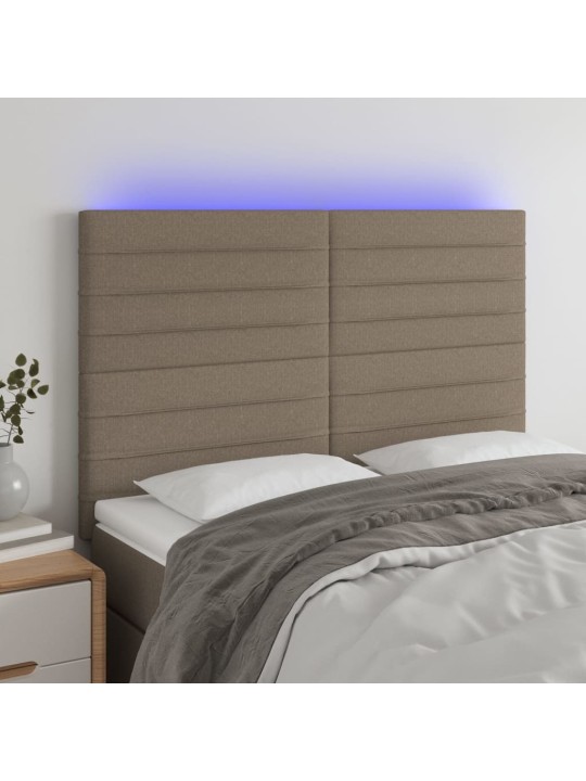 Čelo postele s LED taupe 144x5x118/128 cm textil