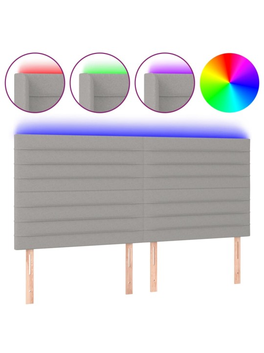 Čelo postele s LED světle šedé 160x5x118/128 cm textil