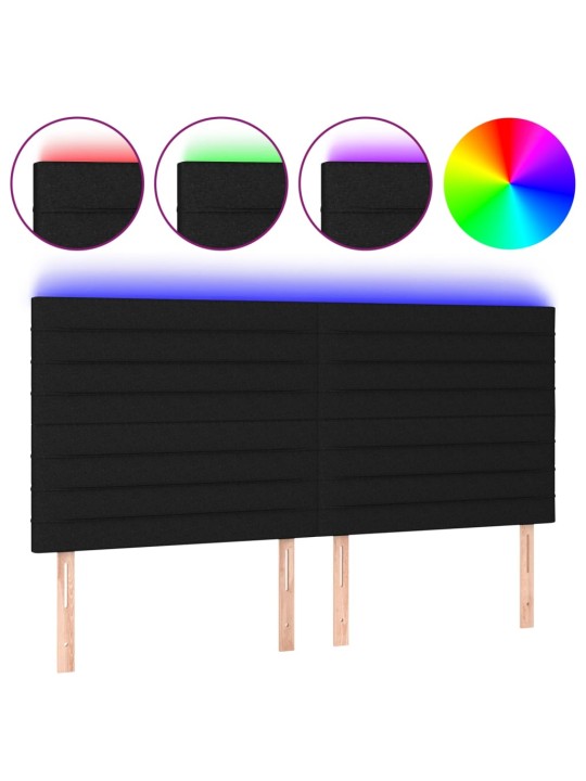 Čelo postele s LED černé 160x5x118/128 cm textil