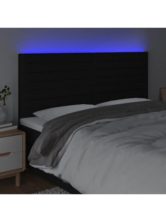 Čelo postele s LED černé 160x5x118/128 cm textil
