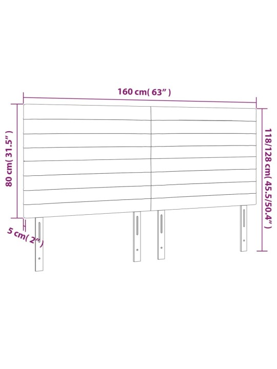 Čelo postele s LED černé 160x5x118/128 cm textil