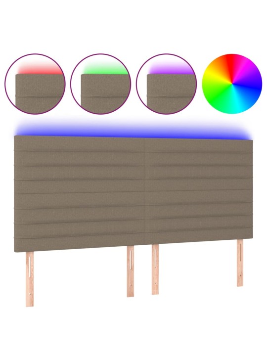 Čelo postele s led taupe 160x5x118/128 cm textil