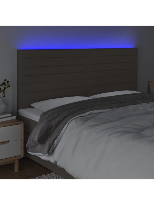 Čelo postele s led taupe 160x5x118/128 cm textil