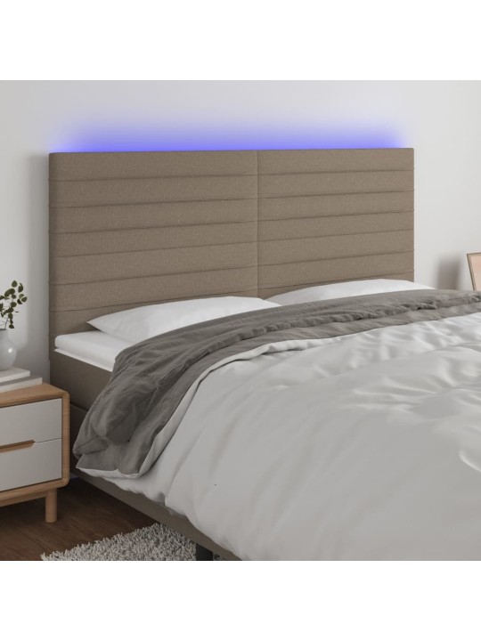 Čelo postele s led taupe 160x5x118/128 cm textil