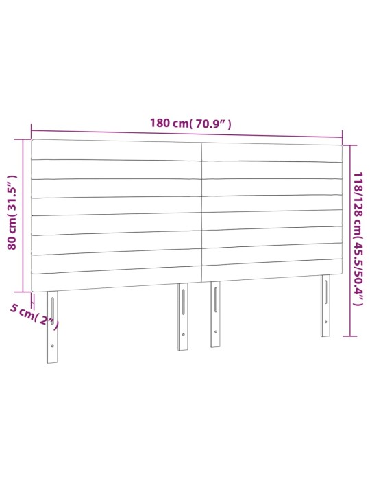 Čelo postele s LED černé 180x5x118/128 cm textil