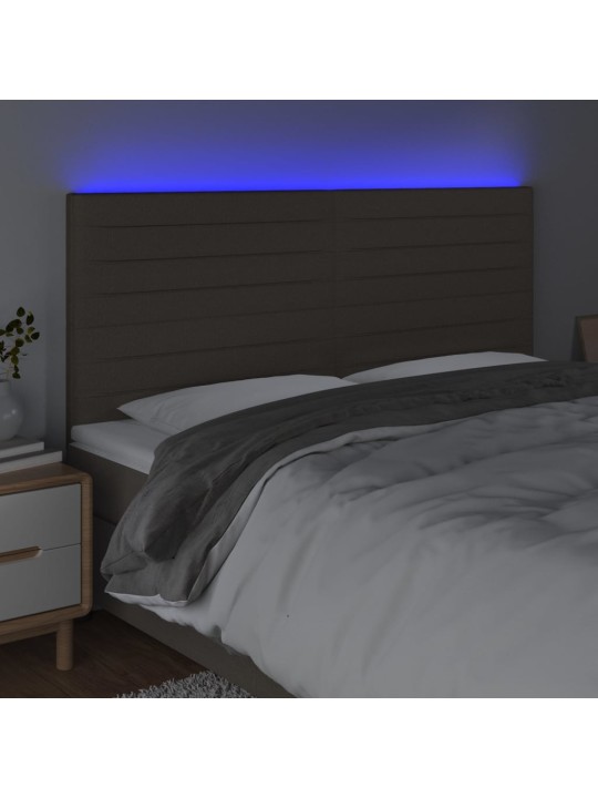 Čelo postele s LED taupe 180x5x118/128 cm textil
