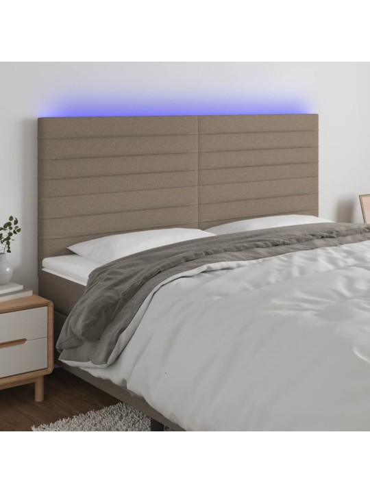 Čelo postele s LED taupe 180x5x118/128 cm textil
