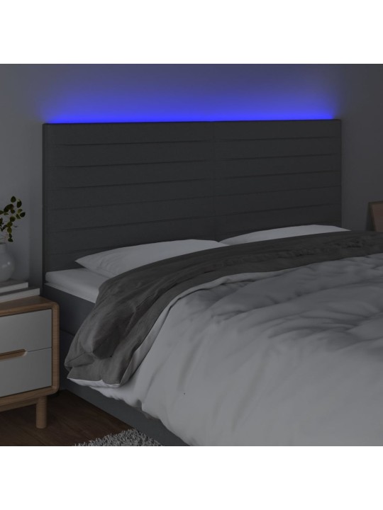 Čelo postele s LED tmavě šedé 200x5x118/128 cm textil