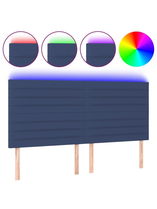 Čelo postele s LED modrá 200x5x118/128 cm textil