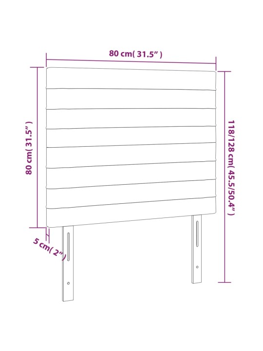 Čelo postele s LED světle šedé 80x5x118/128 cm samet