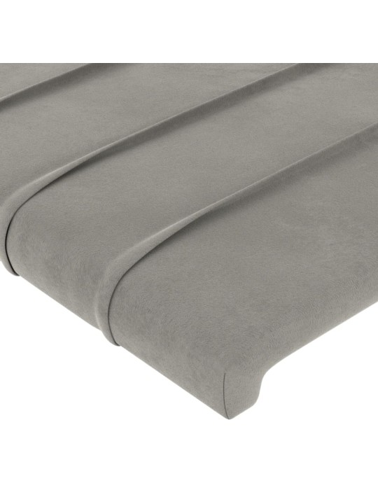 Čelo postele s LED světle šedé 100x5x118/128 cm samet