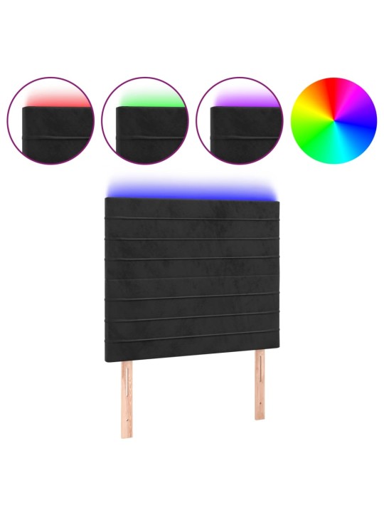 Čelo postele s LED černé 100x5x118/128 cm samet