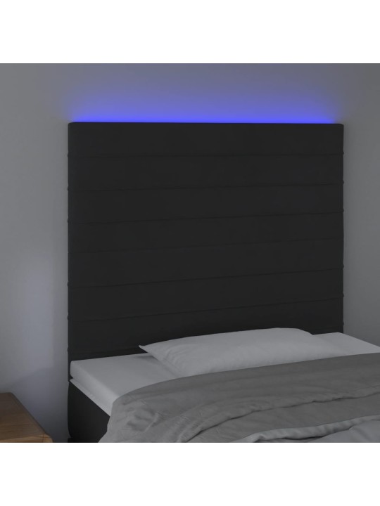 Čelo postele s LED černé 100x5x118/128 cm samet