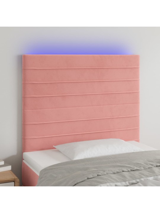 Čelo postele s LED růžové 100x5x118/128 cm samet