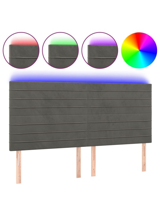 Čelo postele s LED tmavě šedé 160x5x118/128 cm samet