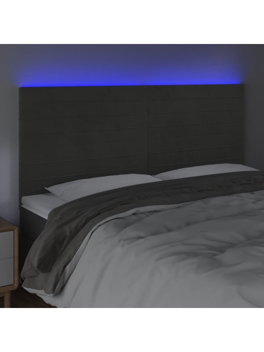 Čelo postele s LED tmavě šedé 180x5x118/128 cm samet