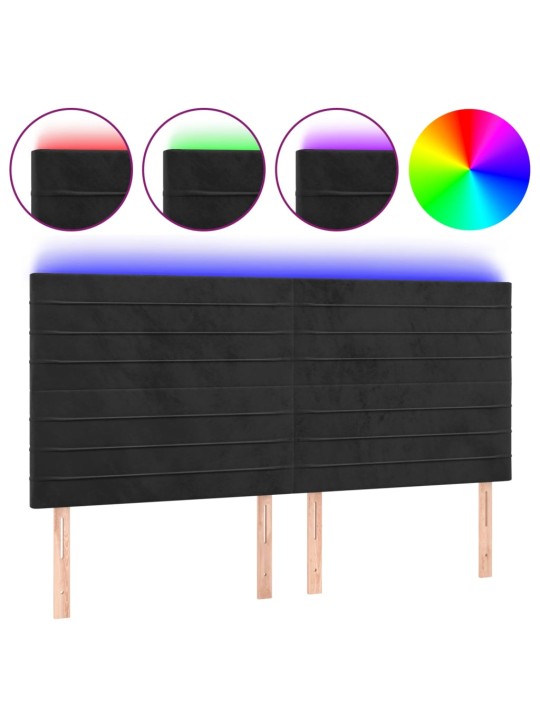 Čelo postele s LED černé 180x5x118/128 cm samet