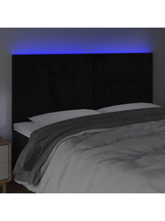 Čelo postele s LED černé 180x5x118/128 cm samet