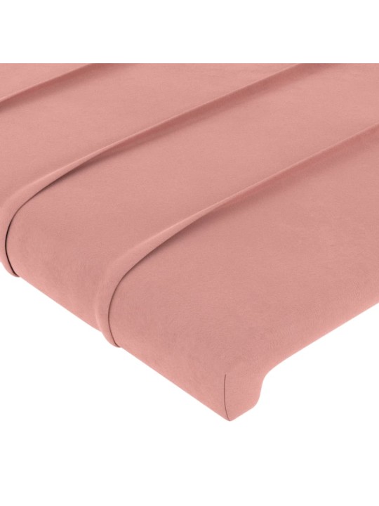 Čelo postele s led růžové 180x5x118/128 cm samet