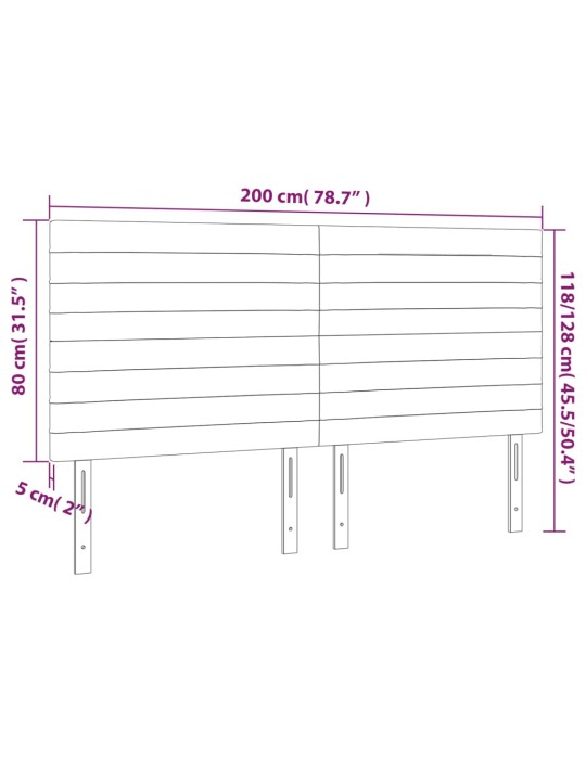 Čelo postele s led tmavě zelené 200x5x118/128 cm samet