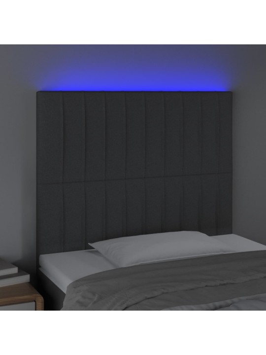 Čelo postele s LED tmavě šedé 90x5x118/128 cm textil