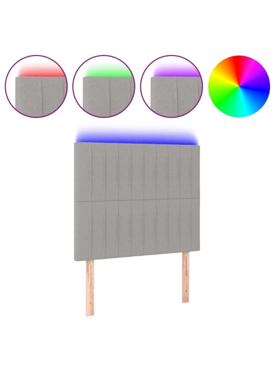 Čelo postele s LED světle šedé 100x5x118/128 cm textil