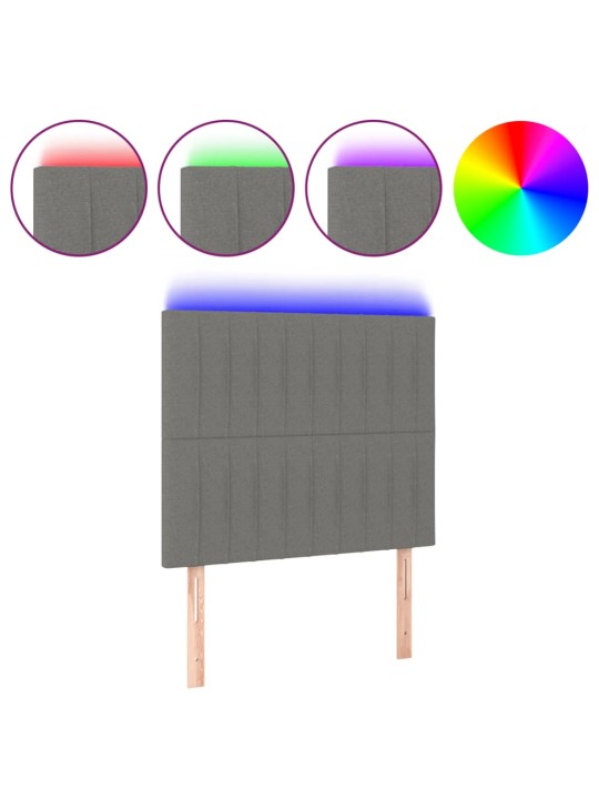 Čelo postele s LED tmavě šedé 100x5x118/128 cm textil