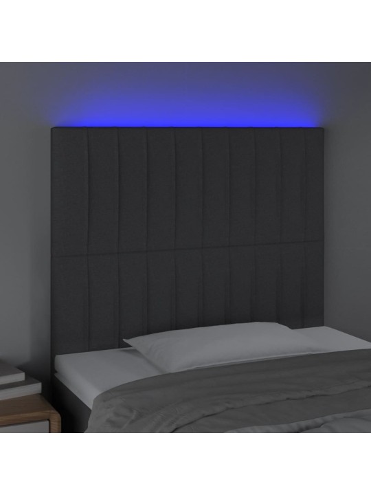 Čelo postele s LED tmavě šedé 100x5x118/128 cm textil