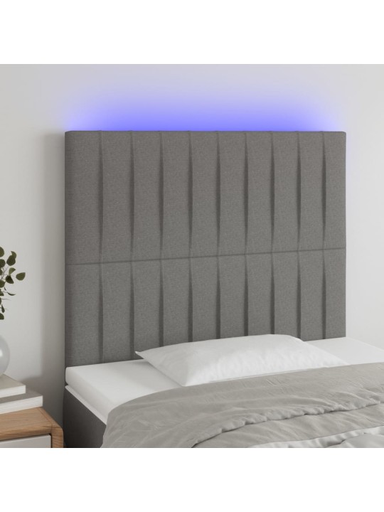 Čelo postele s LED tmavě šedé 100x5x118/128 cm textil