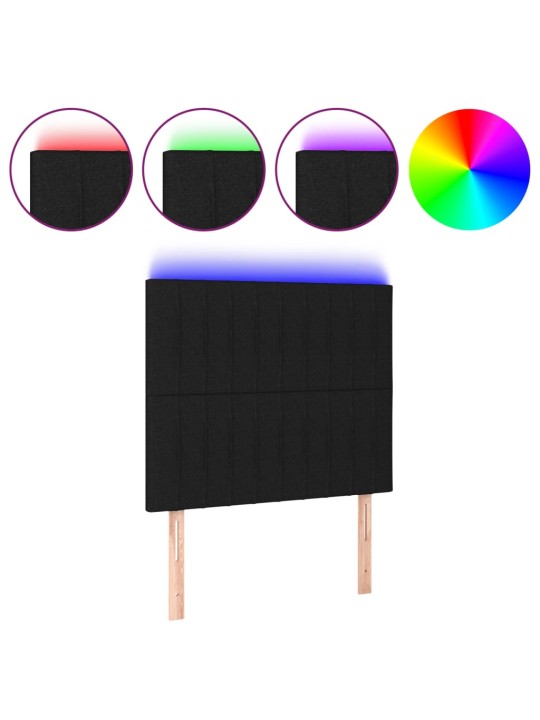 Čelo postele s LED černé 100x5x118/128 cm textil