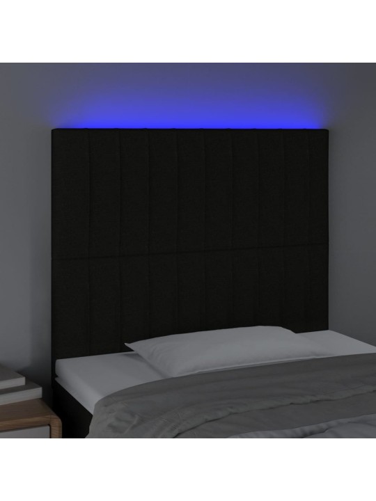 Čelo postele s LED černé 100x5x118/128 cm textil