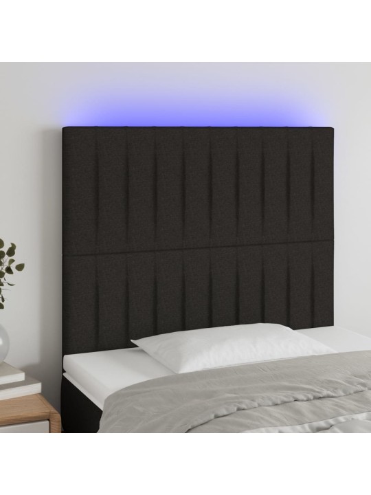 Čelo postele s LED černé 100x5x118/128 cm textil
