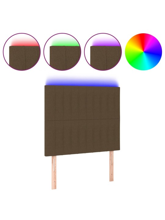 Čelo postele s LED tmavě hnědé 100x5x118/128 cm textil