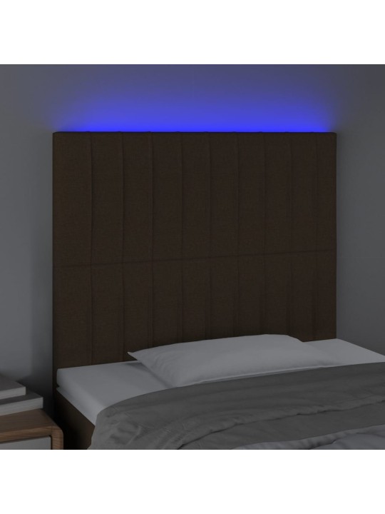Čelo postele s LED tmavě hnědé 100x5x118/128 cm textil