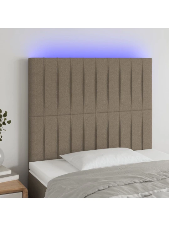 Čelo postele s LED taupe 100x5x118/128 cm textil