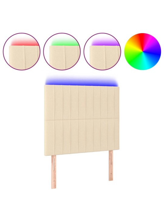 Čelo postele s LED krémové 100x5x118/128 cm textil